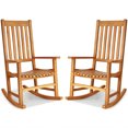 thumbnail image 1 of Gymax 2PCS Wood Rocking Chair Porch Rocker High Back Garden Seat Indonesia Teak, 1 of 10