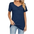 thumbnail image 1 of Timegard Hauts pour Femmes Manches Courtes Col en V Froncé Blouse Confortable Tunique Décontractée à Porter avec des Leggings, 1 of 6