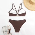 thumbnail image 4 of Womens Swimsuits Summer Beach Solid Color Backless Bikini Split Set Coffee Women's Swimwear L, 4 of 7