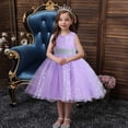 thumbnail image 2 of hoksml Robes d'Été, Robes pour Filles, Robe pour Enfants Filles Sans Manches Robe de Princesse Nœud Papillon Dentelle Fleurs Robe en Maille Robe Tuftée Liquidation, 2 of 9