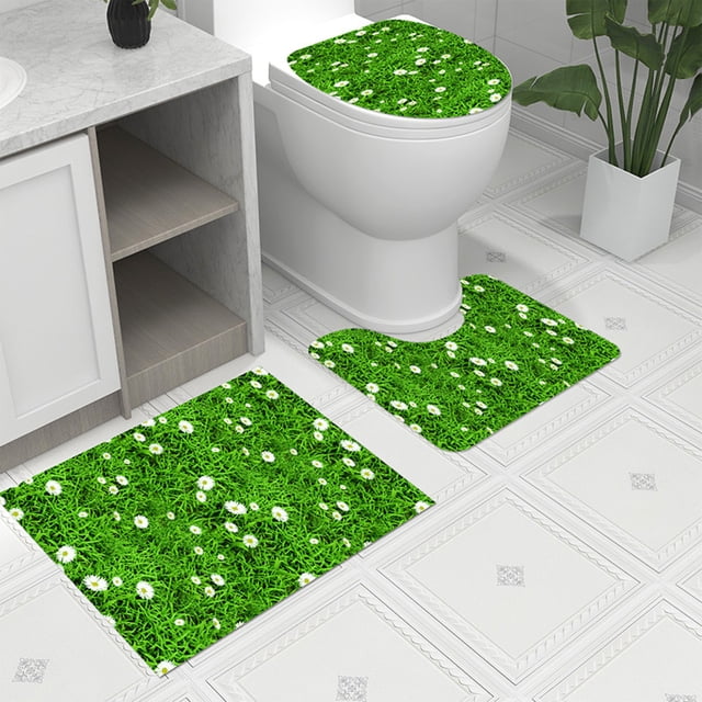 Chmadoxn Bathroom Rugs, Rugs for Living Room, Area Rug, Bath Mat Toilet Floor Mat U-shape Foot Mat Bathroom Bathroom Mat Printing Modern Mat Toilet Door Mat Three Sets carpeting carpeting