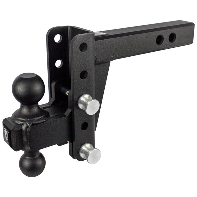 Bulletproof Hitches Trailer Hitch Ball Mount HD204 For 2 Inch Receiver; Lockable Lock Sold Separate; 22 000 Pound Gross Trailer Weight; Adjustable 4 Inch Drop/4 Inch Rise; Non Swivel; Non-Extendable
