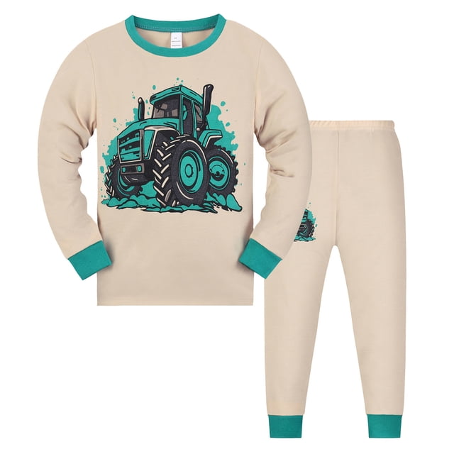 Ensemble de Pyjama pour Petit Garçon, Imprimé de Voitures de Dessin Animé, Chandail à Col Rond, Doux, Vêtements de Printemps et d'Automne, Pyjamas pour Garçons, Taille 6T