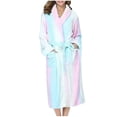thumbnail image 1 of Penkiiy Women Cute Warm Flannel Plush Bathrobes Star Pattern Hooded Button up Long Robe M Multicolor, 1 of 3