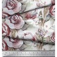thumbnail image 3 of Soimoi Polyester Crepe Fabric Leaves & Rose Flower Print Fabric by The Yard 42 Inch Wide, 3 of 3