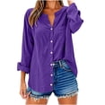thumbnail image 4 of Wensltd Chemises à Manches Longues Col en V pour Femmes Tunique en Lin Ample avec Poche, 4 of 6