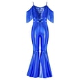 thumbnail image 3 of vastwit Combinaison Short à Paillettes Scintillantes à Franges pour Filles, Bretelles Spaghetti, Sans Manches, Évasée, Combinaison, Robe de Demoiselle d'Honneur pour Fête, Bleu Royal, 14, 3 of 5