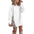 thumbnail image 1 of LUXUR Robe Chandail à Manches Longues pour Femmes, Unie, d'Hiver, à Enfiler, Blanche, TG, 1 of 2