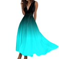 thumbnail image 1 of B91xZ Robes d'Été pour Femmes Décontractées Sans Manches Col Rond Taille Élastique Robe Midi à Volants, Bleu S, 1 of 5