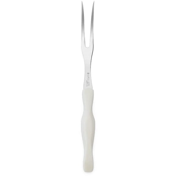 CUTCO Model 1727 Carving Fork with White (Pearl) handle in factory-sealed plastic bag.