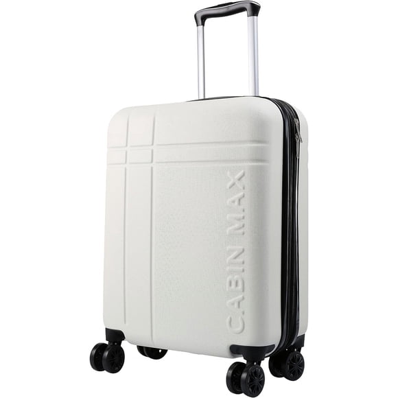 Cabin Max Velocity 55x40x20cm (22x16x8") Expandable Suitcase 4 Wheel Luggage Cabin Bags Suitable for Ryanair, Easyjet, Jet 2 Carry On (White)