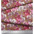 thumbnail image 2 of Soimoi Rayon Fabric Butterfly & Orchids Floral Print Sewing Fabric Yard 56 Inch Wide, 2 of 3