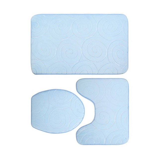 tredstone 3piece Stylish And Anti-slip U Shape Bath Rugs Easy To Install And Waterproof Modern Bath Mat Set sky blue 1Set