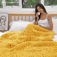 thumbnail image 2 of Comtest Chunky Knit Throw Blanket Chenille, Turmeric, 50"x60"(Office Size), 2 of 6
