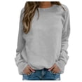 thumbnail image 1 of SNKSDGM Chandail pour Femmes Chandails Courts pour Femmes Femmes Quotidien Maison Extérieur Entraînement Manches Longues T-Shirt Col Rond Haut Chandail Imprimé Blouse de Rue Mode Urbaine TTTG, 1 of 5