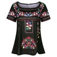 thumbnail image 2 of Birdeem Mode Femme Blouse Imprimée Décontractée Manches Courtes T-Shirt Été Boutons Hauts, 2 of 4