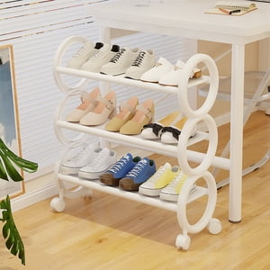 Dvkptbk Shoe Rack With Wheels Movable Shoe Rack Organizer Three Tier Shoe Storage Cabinet For Everyday Items Suitable For Bedroom Closet Entryway Bedroom Under Table
