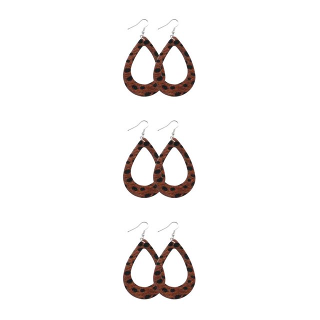 QualitChoice Leopard Print Earrings Body Decoration Water Drop Ear Dangles Birthday Gift Type 4 3Set