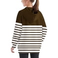 thumbnail image 4 of RXIRUCGD Girls Hoodie Lightweight Sweatshirt, Color Block Striped Pullover Sweatshirt Fall Fashion Girls Clothes, Girls Brown Sweatshirt Size 9-10 Years, 4 of 7