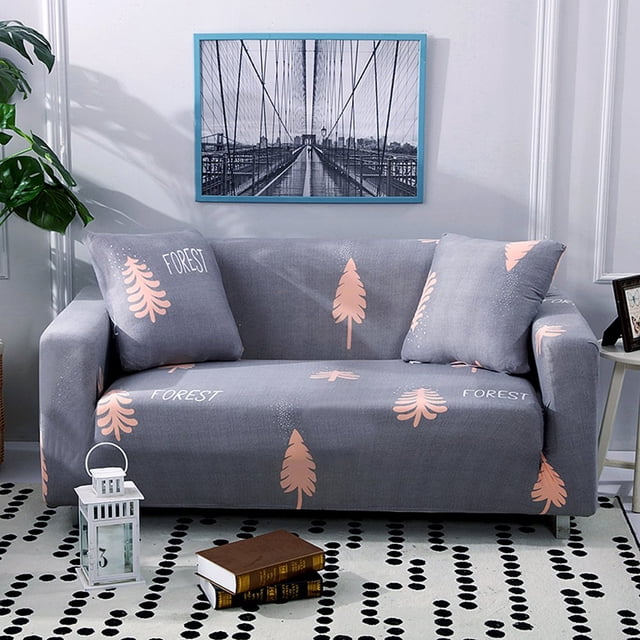 2024 2 Seaters Printed Loveseat Sofa Covers Stretch Elastic Couch Slipcover Protector Removable Washable for Dining Room, Feathers