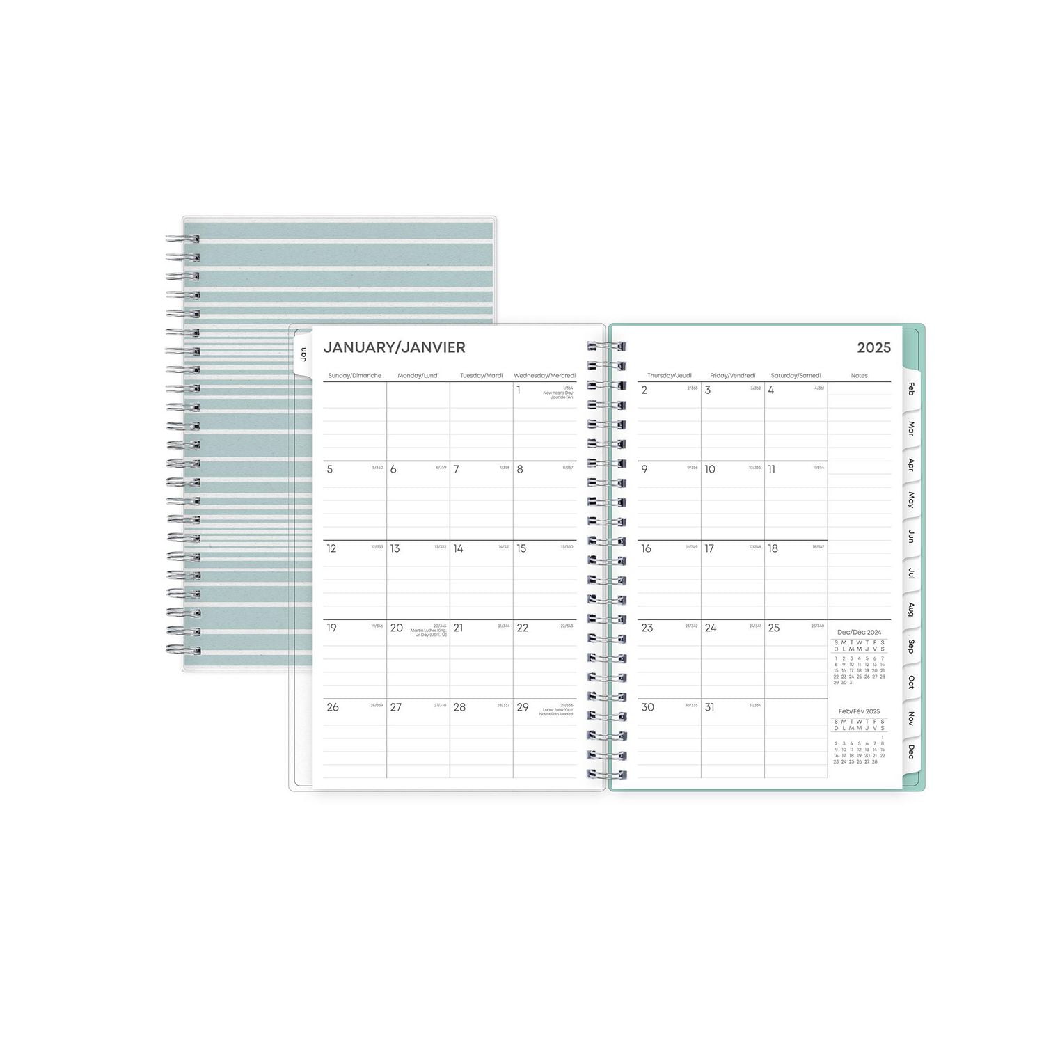 Agenda hebdomadaire/mensuel 2025, 5 po x 8 po, Blue Sky, Elysian