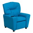 thumbnail image 1 of Contemporary Turquoise Vinyl Kids Recliner with Cup Holder, 1 of 9