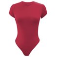 thumbnail image 4 of LUXUR Combinaison Femme Manches Courtes T-Shirt Body Col Rond Hauts Justaucorps Décontractés Couleur Unie Rouge L, 4 of 4