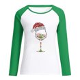 thumbnail image 4 of HKEJIAOI Femme Manches Longues Col Rond T-Shirt Imprimé Verre de Vin de Noël Mode Femmes Mode, 4 of 6
