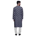 thumbnail image 3 of Atasi Ensemble Kurta Pyjama Long pour Hommes à Col Mandarin Imprimé Tenue Décontractée pour Garçons, 3 of 4