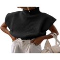 thumbnail image 1 of Haut à Épaulettes pour Femmes Chandail Sans Manches Col Roulé Débardeur Épaule Grand Tricoté, 1 of 6