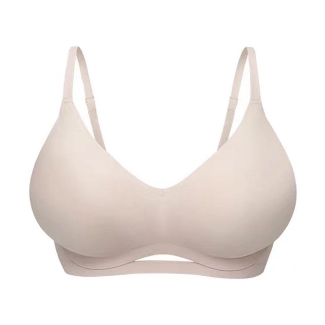 Virmaxy Womens Wireless Bra Solid Color Soft and Comfortable Gathered Large Bra Solid Color Soft and Comfortable Without Steel Rings Gathering To A Large Bra Gray-1 S