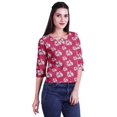 thumbnail image 2 of Moomaya Printed Keyhole Neck Ring Top Casual 3/4th Sleeve Tees Tank Tunic Top, 2 of 5