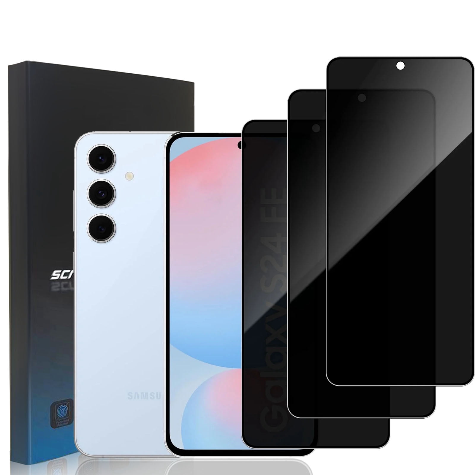 Zonyee [3 Pack] Privacy Screen Protector for Samsung Galaxy S24 FE, Anti-Spy Tempered Glass Film, Bubble-Free