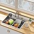 thumbnail image 3 of GarveeTech 30 Inch Brushed Nickel Waterfall Topmount Kitchen Sink Set - Premium 304 Stainless Steel Single Bowl for Family and Bar Use, Complete with All Accessories - Standard Size 30" x 22", 3 of 4