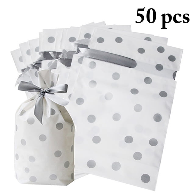 Coofit 50PCS Cello Bag Drawstring Cookie Bag Cellophane Treat Bag for Candy Bread