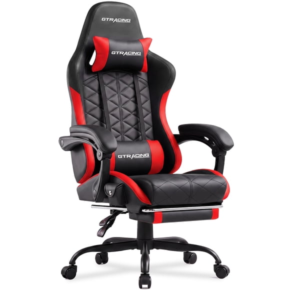 Chaise de jeu inclinable GTRACING avec Bluetooth, coussins ajustables et repose-pieds – Rouge