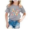 thumbnail image 1 of PMVFHDE T-Shirts Graphiques pour Fille T-Shirts pour Filles Hauts Graphiques pour Fille T-Shirts d'Été pour Fille T-Shirts pour Fille Enfants Saison Scolaire Saison de Rentrée Scolaire Imprimé Décontracté Haut à Manches Courtes T-Shirt Gris,140.00, 1 of 4