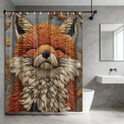 EGNMCR Faux Embroidery Printed Shower Curtain No Punch Bathroom Waterproof Curtain Bathroom Special Waterproof And Moldproof Hanging Curtains polyester Faux Embroidery Printed Shower Curtain
