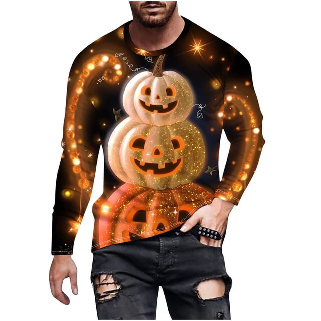 Pisexur Chandails en Molleton d'Halloween pour Hommes, Chandails en Molleton Graphiques Surdimensionnés, Manches Longues, Pull Décontracté, Col Rond, Grande Taille, S-6TG