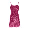 thumbnail image 5 of Tumotour Robes d'Invité de Mariage pour Femmes Été Camisole Formelle Longueur Genou Paillettes Robes Brillantes Bretelles Spaghetti Col Rond Robes de Fête Mini Robe pour Sortir Boîte de Nuit Rendez-Vous Festivals, 5 of 5