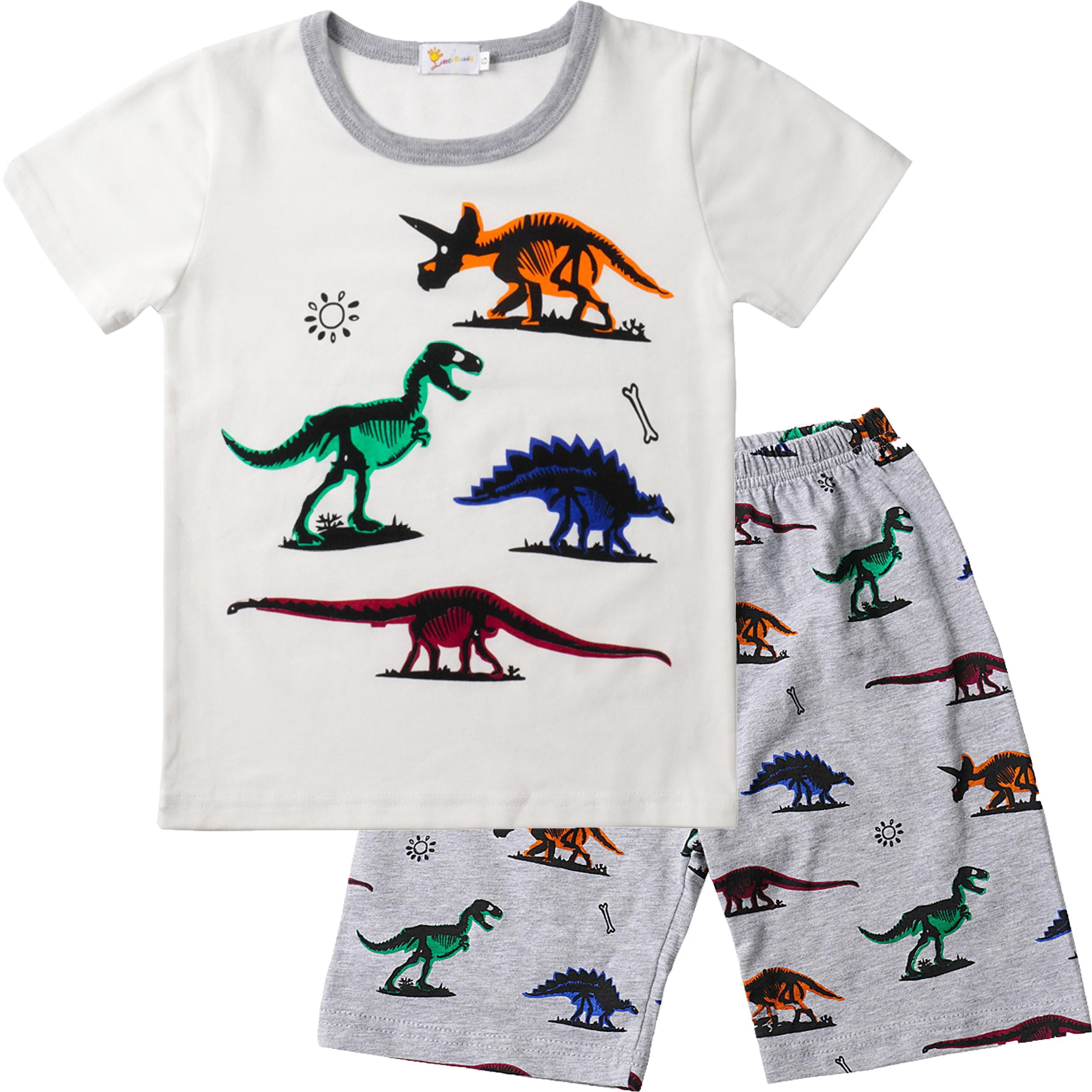 Little Hand Pyjama Garçon Ensemble Dinosaure Été 100 % Coton Pjs Tenue de Nuit 7T