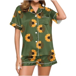 TopLLC Sets de pyjama Ensembles de salon pour femmes ,Sleepwear Femmes Maison Mode Casual Imprimé Tops et Pantalons Shorts à manches courtes Set de p yjama avec poches Sets Pyjamas