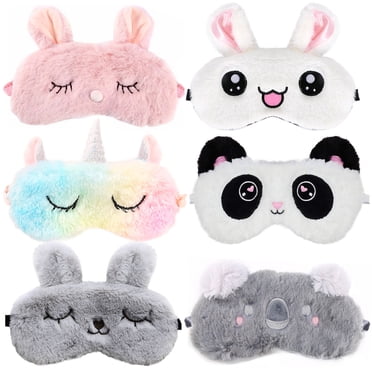 6PCS Sleep Mask Cute Cartoon Eye Mask for Girls Kids Women Eye Covers for Travel Sleeping Eye Mask