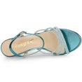 thumbnail image 4 of BLISSFUL STEP Women's PU Ankle Strap Rhinestone Kitten Heel Sandals, 4 of 6