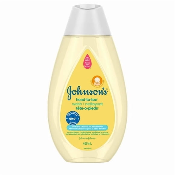 Johnson's Nettoyant pour le Bain et Shampoing pour Bébé de la Tête aux Orteils - Gel Douche - pour Peau Sensible - Sans Larmes, 400 ml