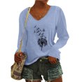 thumbnail image 2 of Yuyuzo Womens Basic Fall Tops V Neck Long Sleeve Dandelion Pattern Comfy Tunic Top Tees Pullover Blouse, 2 of 4