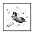 thumbnail image 1 of Designart Petit Pingouin Volant Étoiles et Planètes II ART MURAL À CADRE FLOTTÉ, 1 of 4