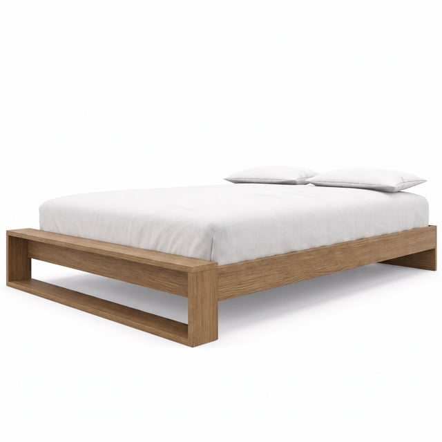 Nexera Gael Queen Size Platform Bed with Slats, Brown Oak