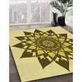 thumbnail image 3 of Ahgly Company Tapis d'Intérieur Ronds de Style Transitionnel Lavables à la Machine, Brun Chêne, 6 Pieds Rond, 3 of 7