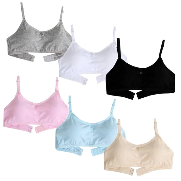 Teen Girls' Everyday Bra 12-16 Teen Student Teens & Big Girls Cotton Breathable Training Bras Elastic Shoulder Straps Adjustable Straps Fixed Pads